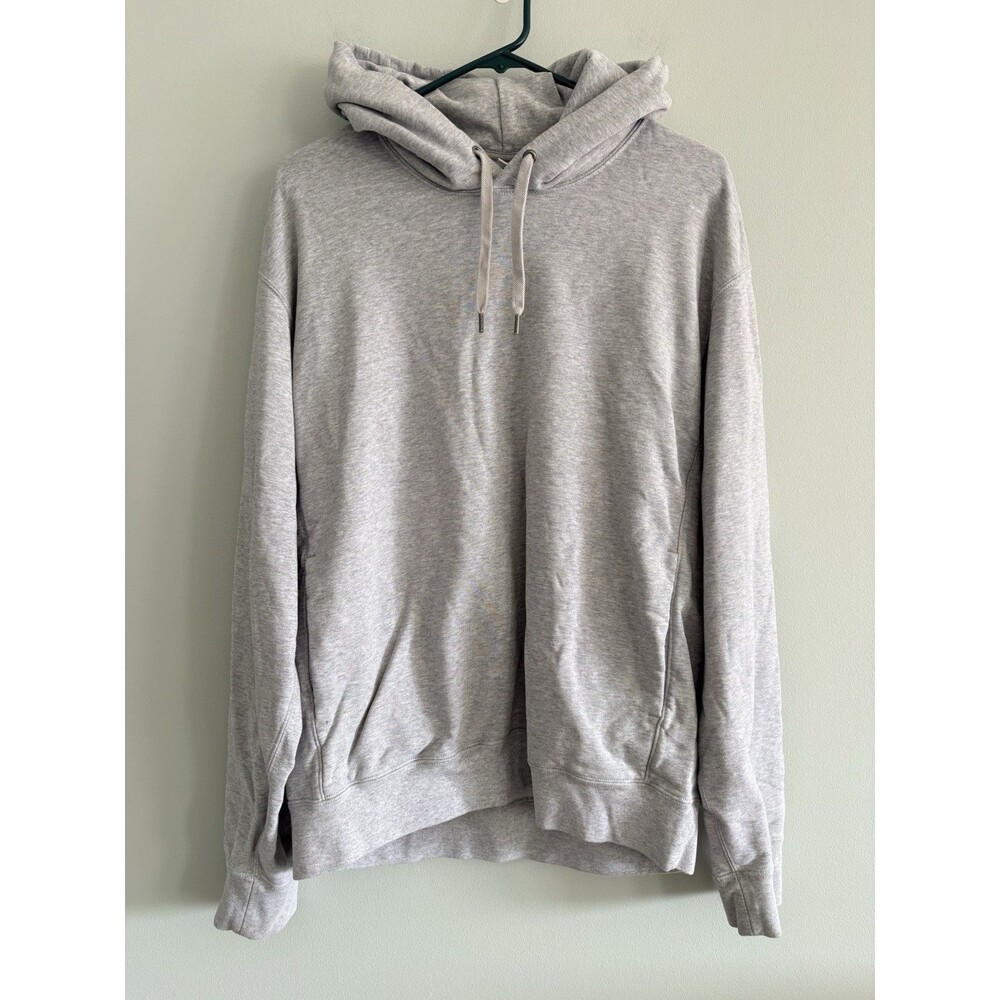 Uniqlo Hoodie Mens Large Gray Pullover Sweatshirt Pockets Hooded Cotton